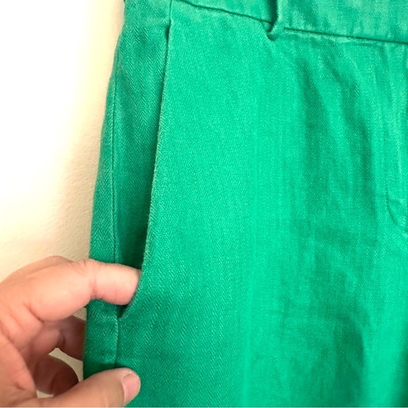 J. Crew Linen Cropped Wide Leg Green Pants Trousers Size 4 - Picture 2 of 11